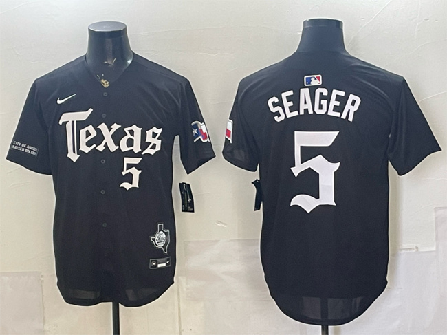 Men's Texas Rangers #5 Corey Seager Black Gothic Mexico 2025 Vapor Premier Limited Stitched Baseball Jersey Men's Texas Rangers #5 Corey Seager Black Gothic Mexico 2025 Vapor Premier Limited Stitched Baseball Jersey